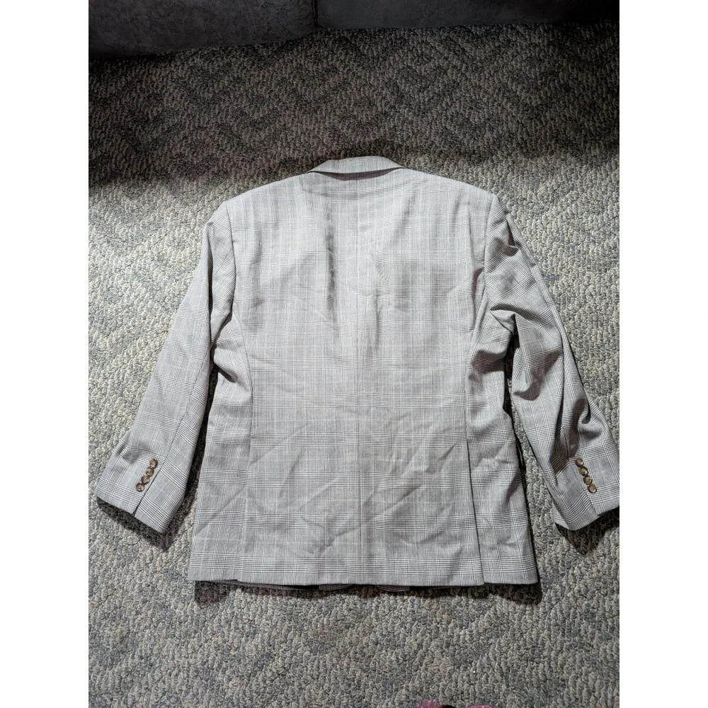 Jos. A. Bank Travelers Collection Mens 46S Grey Glen Plaid 100% Wool Blazer Coat